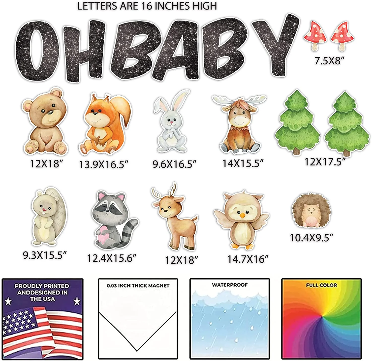 Woodland Baby Shower Garage Magnet Decorations - Image 4