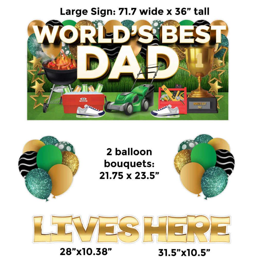 World's Best Dad Father's Day Oversized EZ Yard Card Decoration 5 pc set - Image 3