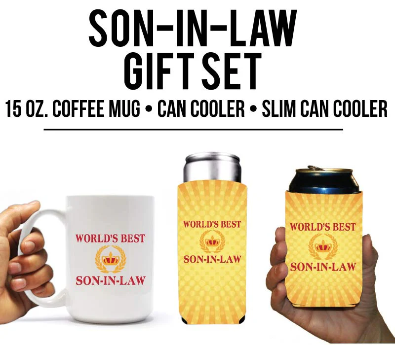 World's Best Son In Law Coffee Mug & Can Cooler Gift Pack