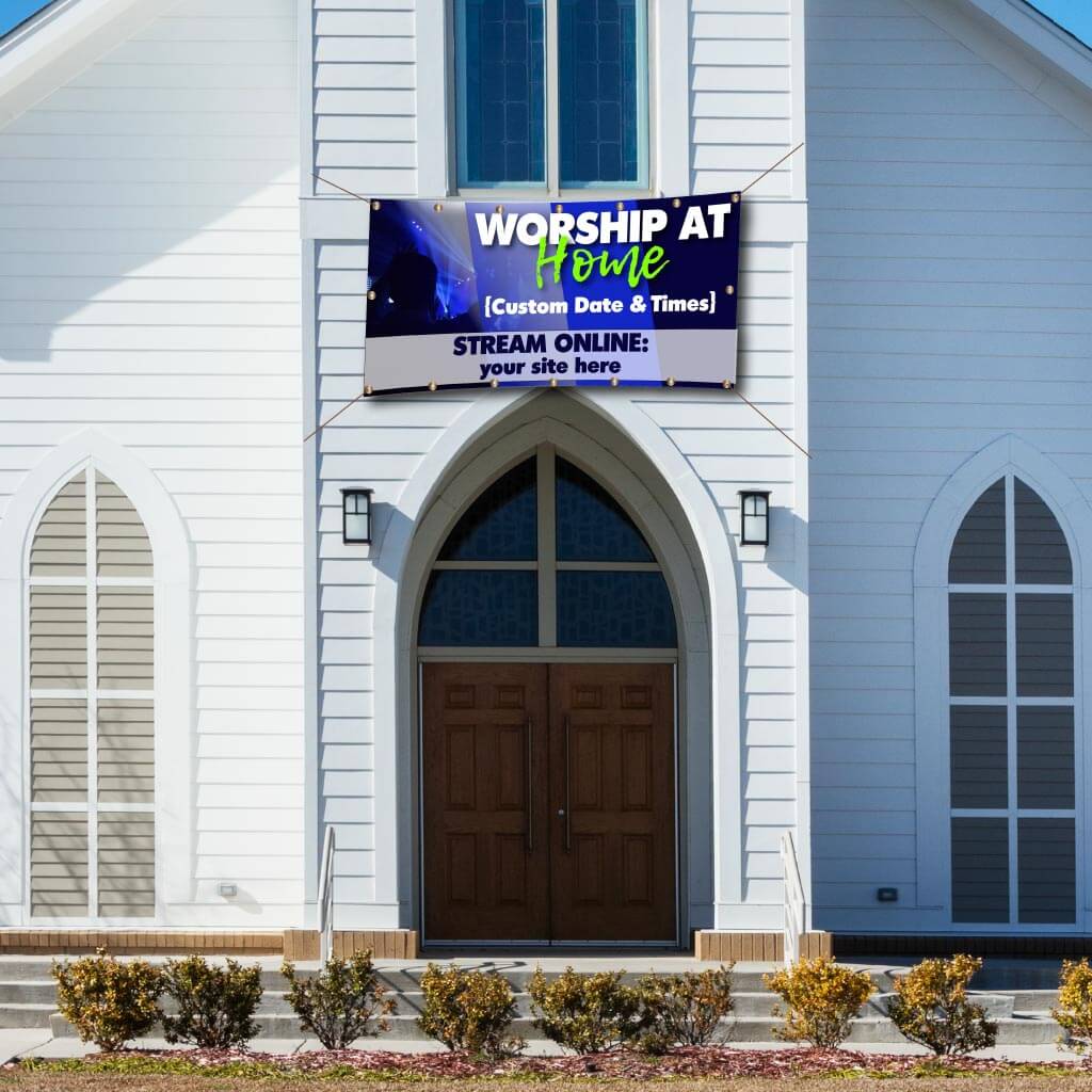 Worship from Home Custom Church 3'x6' Banner - Image 2