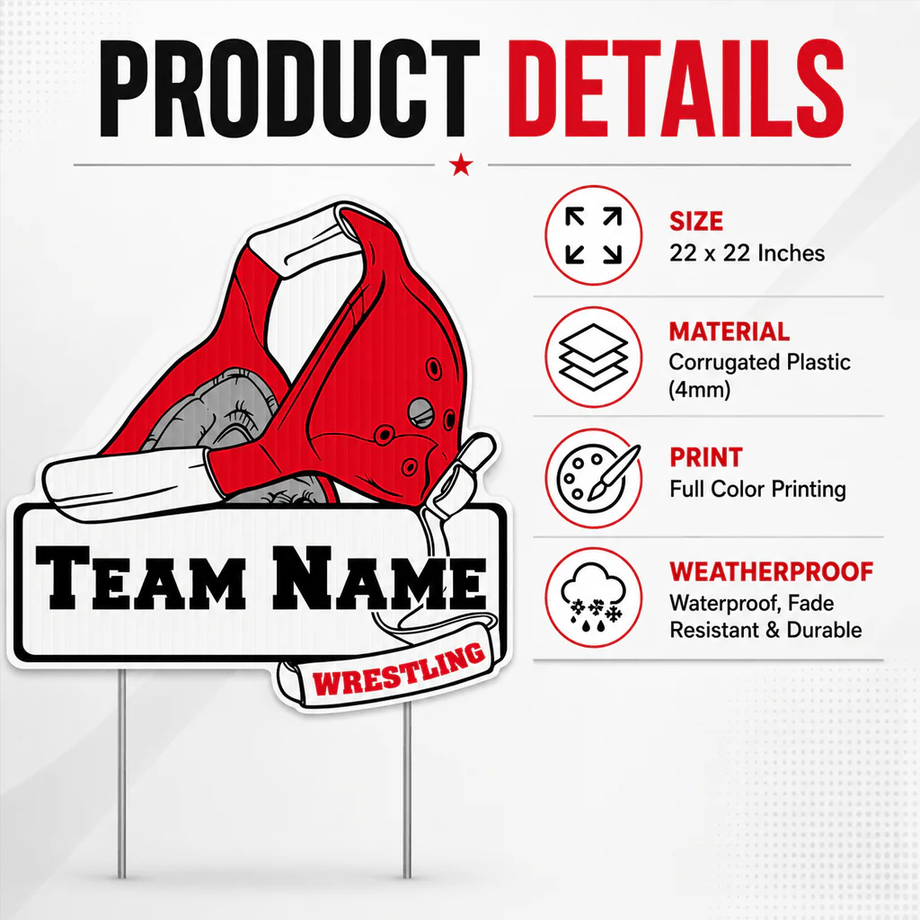 22x22" Wrestling Headgear Shaped Yard Sign - Image 2