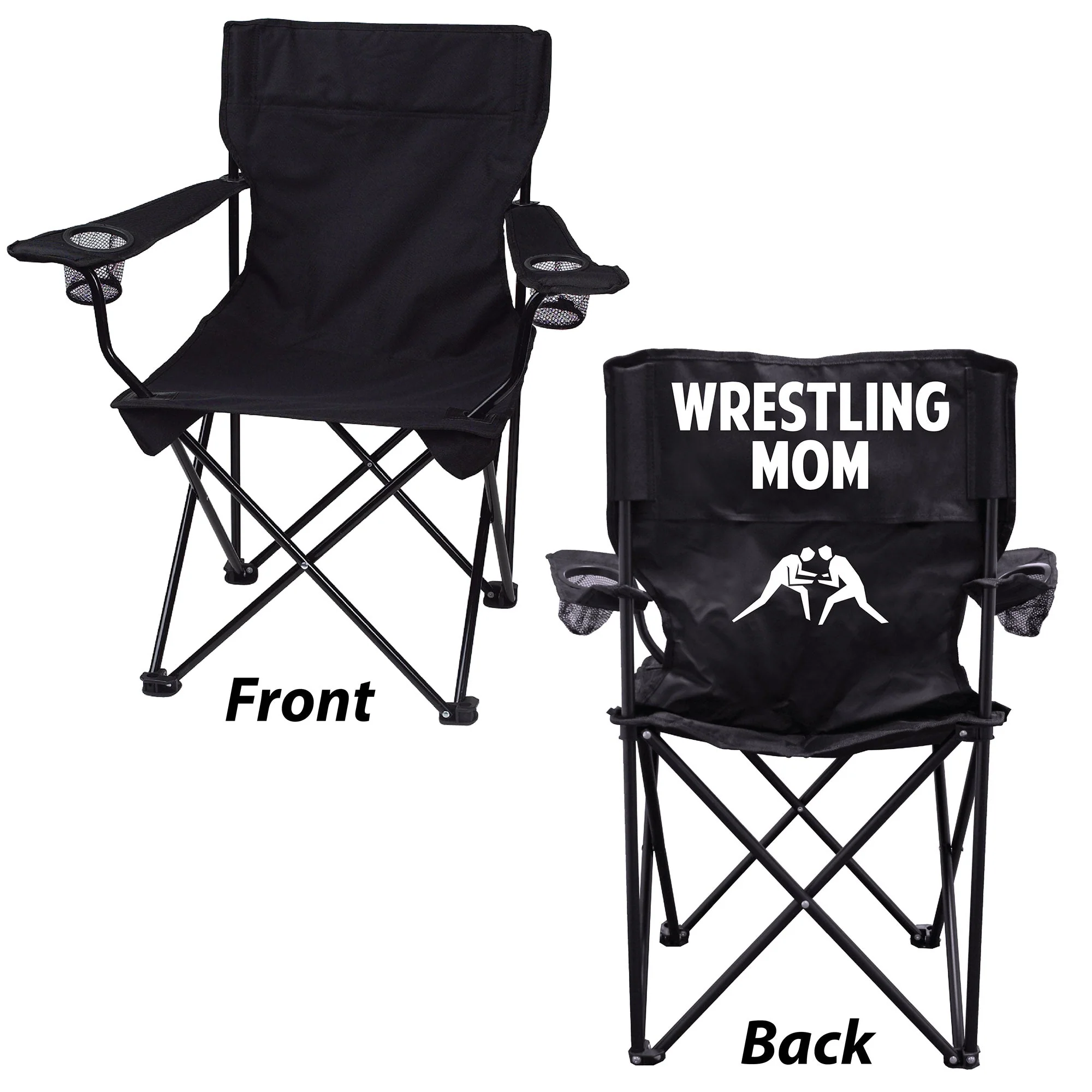 Wrestling Mom Black Folding Camping Chair - Image 2