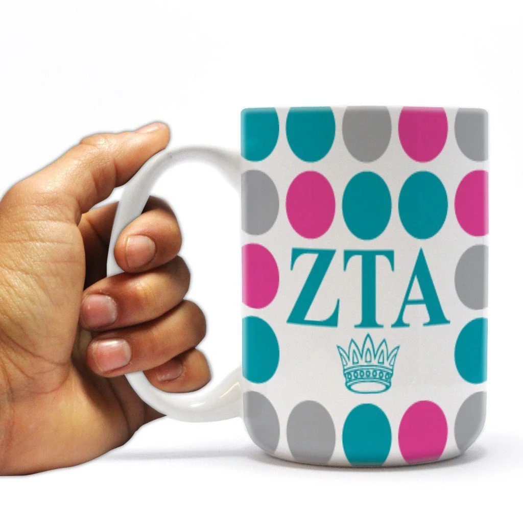 Zeta Tau Alpha 15oz Polka Dot Coffee Mug