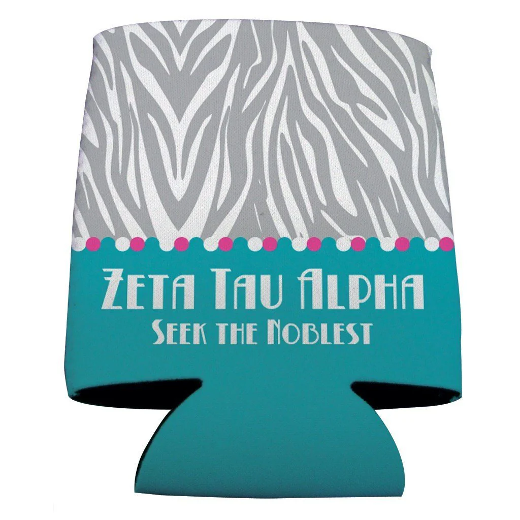 Zeta Tau Alpha Zebra Print Can Cooler Set