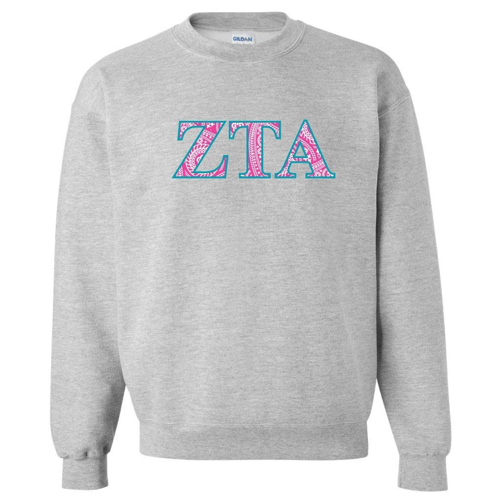 Zeta Tau Alpha Greek Letter Sport Gray Crewneck Sweatshirt