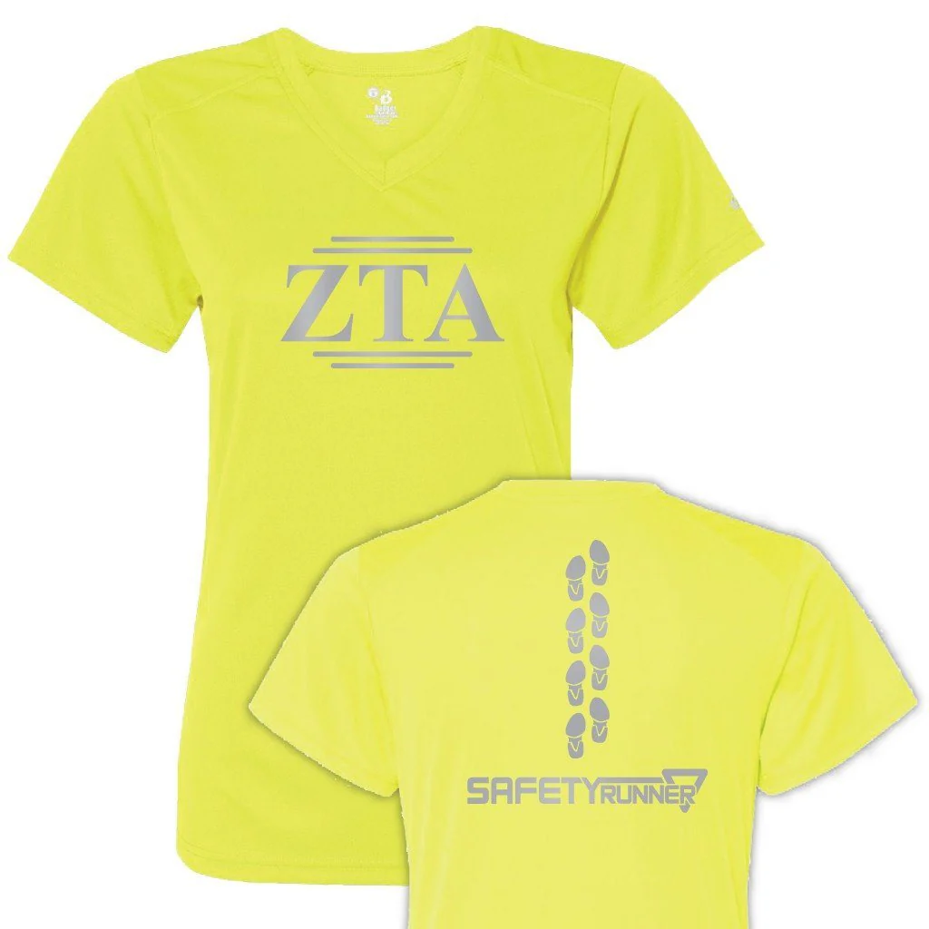 Zeta Tau Alpha Women's SafetyRunner Reflective V-neck Performance Shirt - Image 2